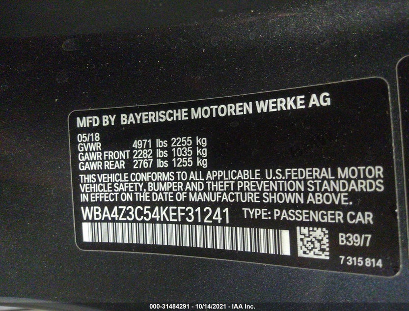 WBA4Z3C54KEF31241