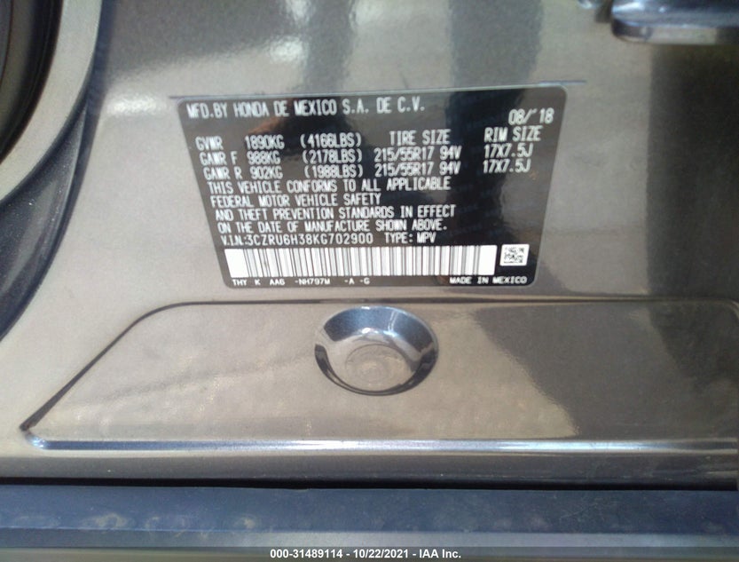 3CZRU6H38KG702900