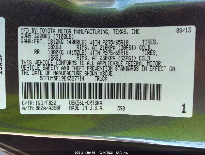 5TFUY5F19EX327714