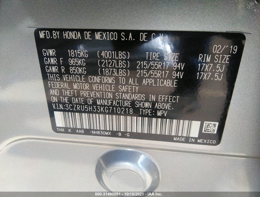 3CZRU5H33KG710218
