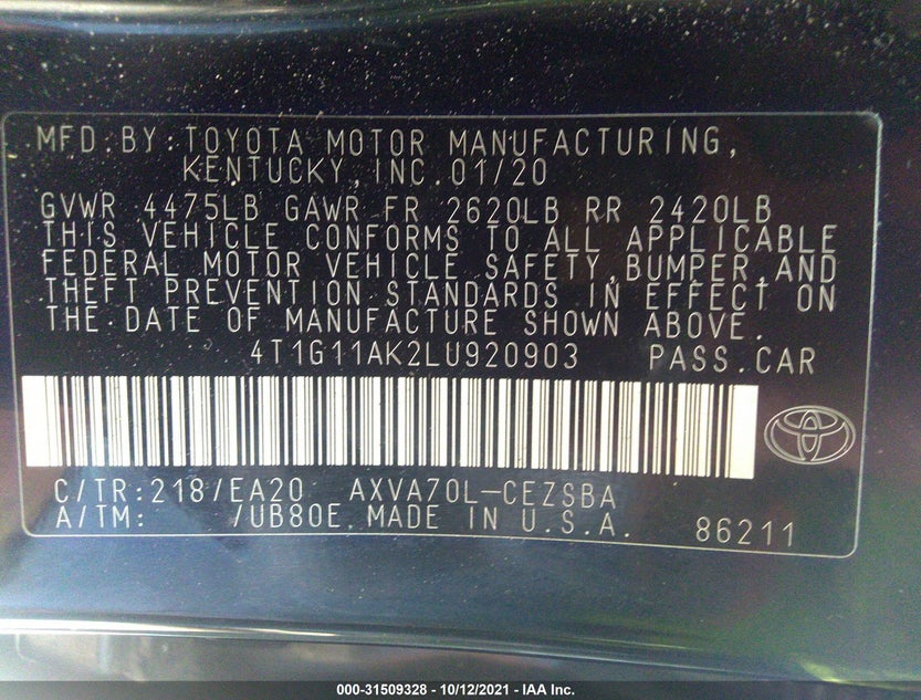 4T1G11AK2LU920903