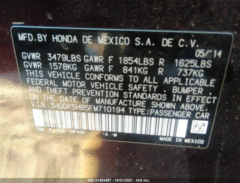 3HGGK5H85FM710194