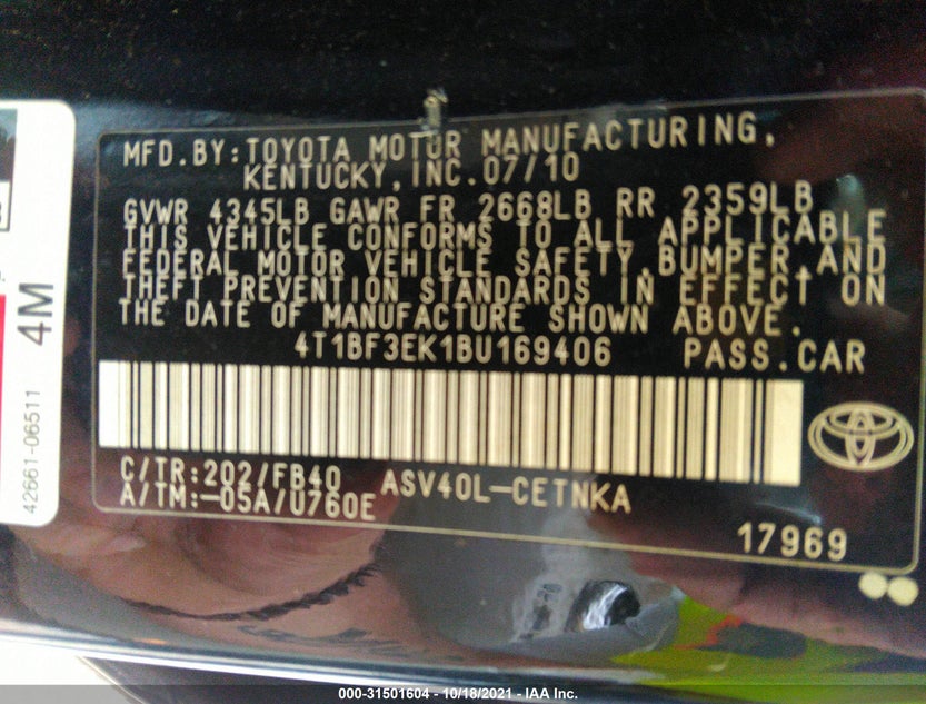 4T1BF3EK1BU169406