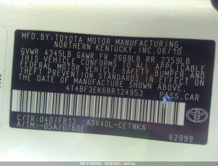 4T4BF3EK6BR124953