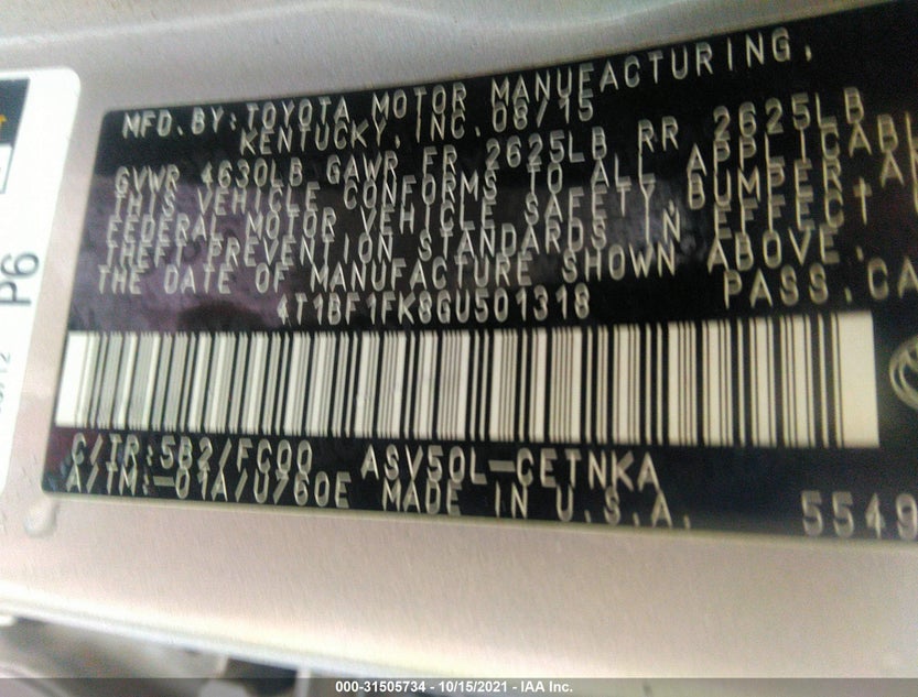 4T1BF1FK8GU501318