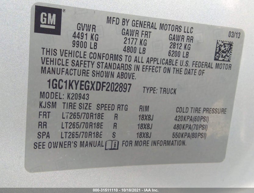 1GC1KYEGXDF202897