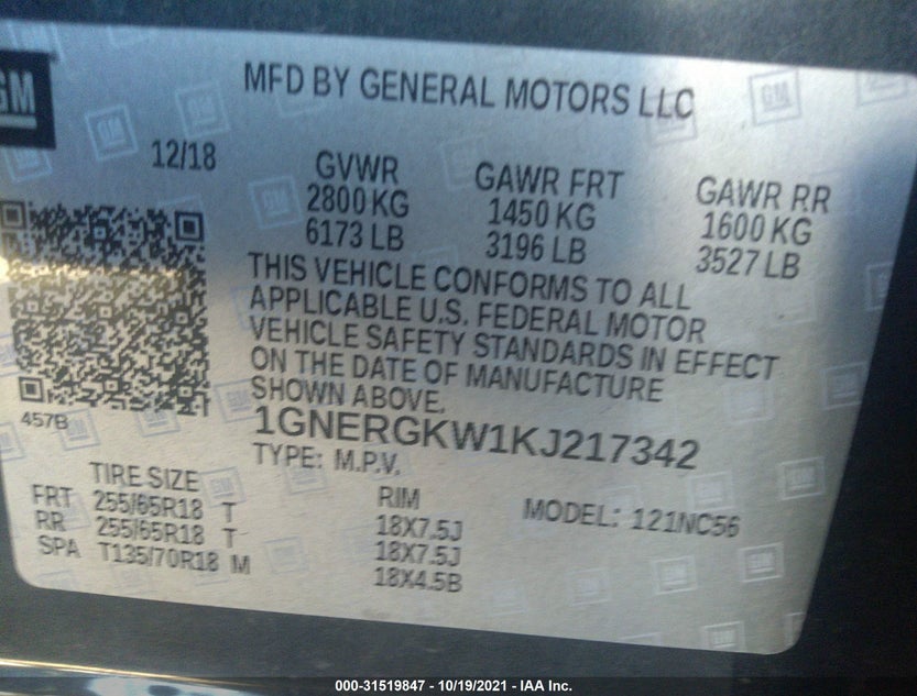 1GNERGKW1KJ217342