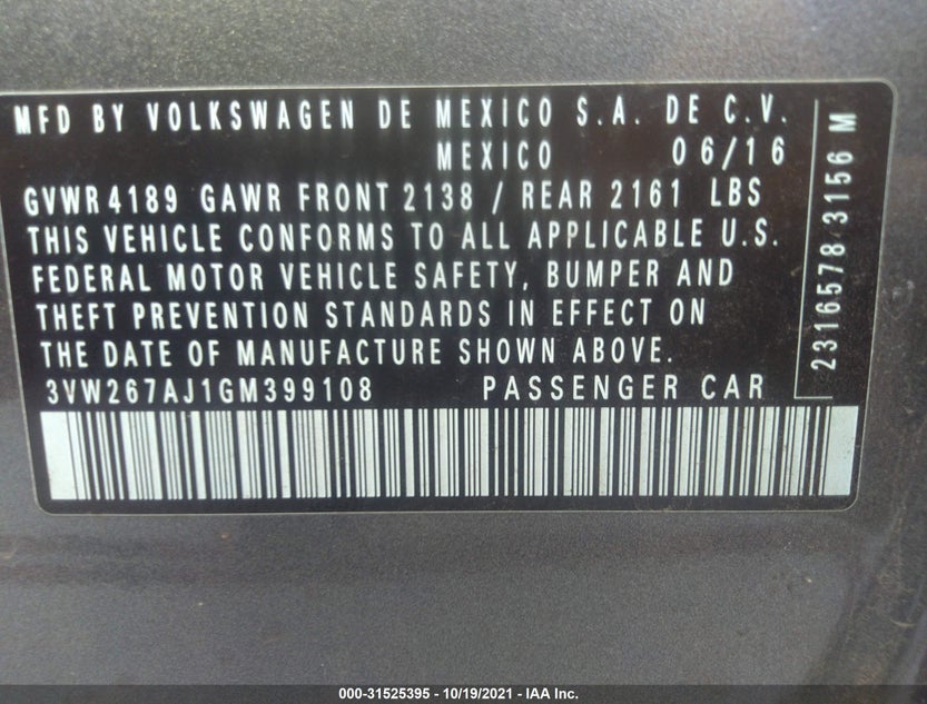 3VW267AJ1GM399108