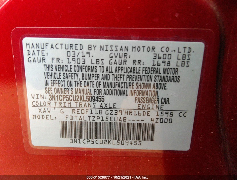 3N1CP5CU2KL509455