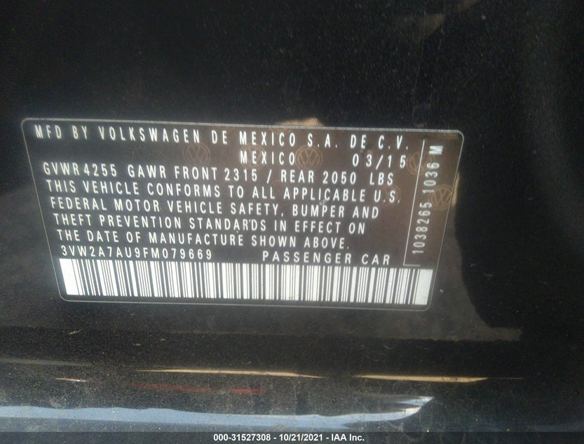 3VW2A7AU9FM079669
