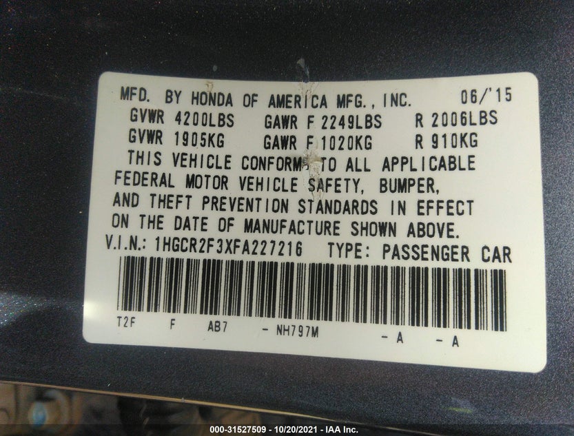 1HGCR2F3XFA227216