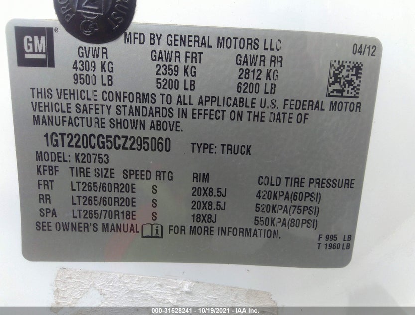 1GT220CG5CZ295060