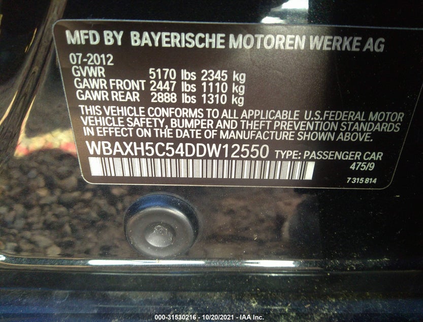 WBAXH5C54DDW12550