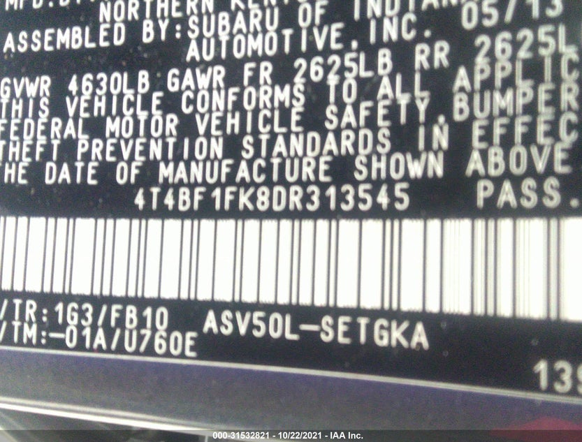 4T4BF1FK8DR313545