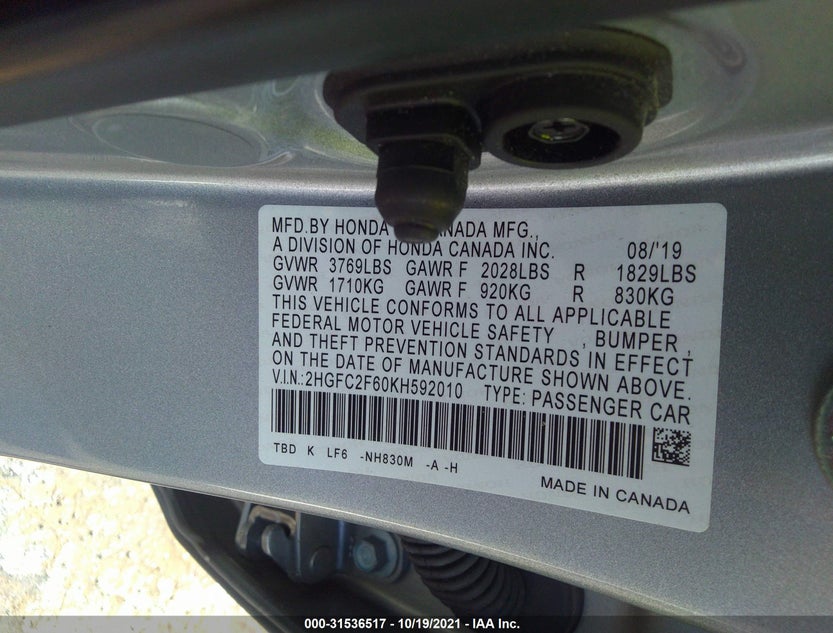 2HGFC2F60KH592010