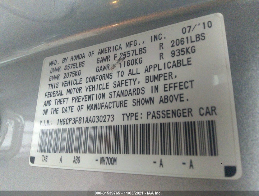 1HGCP3F81AA030273