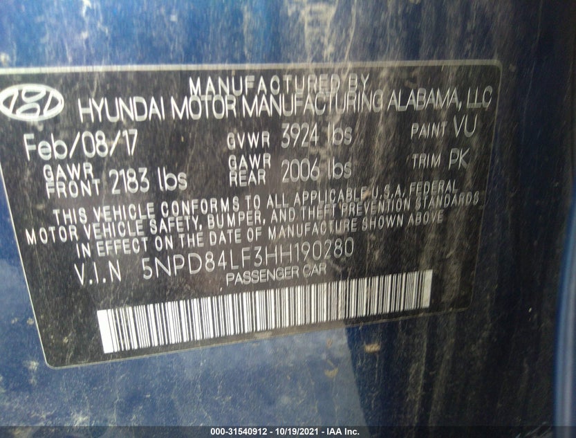 5NPD84LF3HH190280