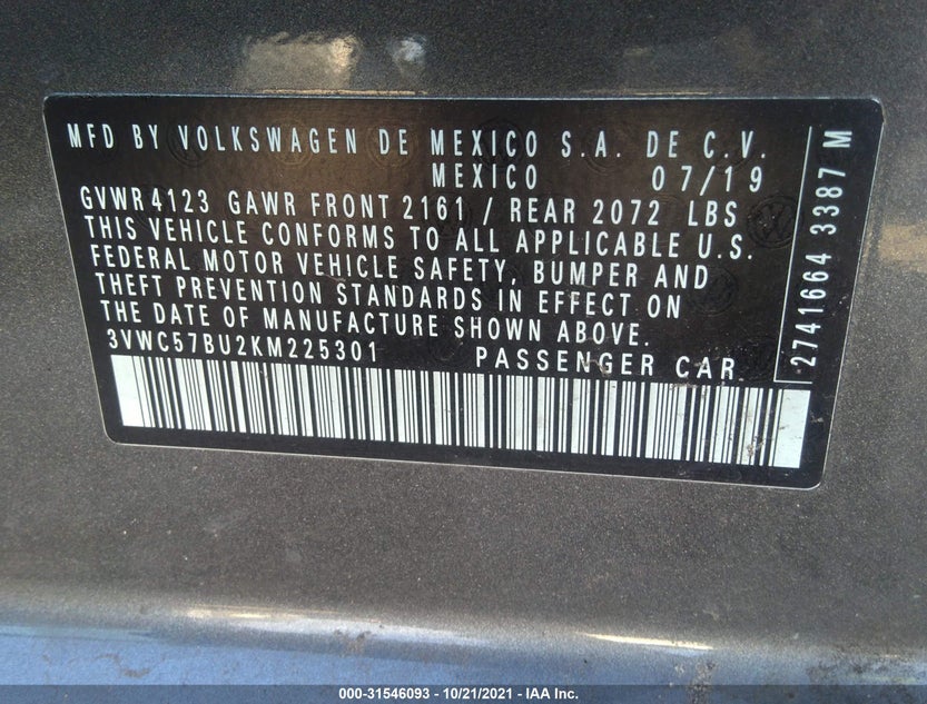 3VWC57BU2KM225301