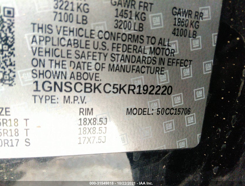 1GNSCBKC5KR192220