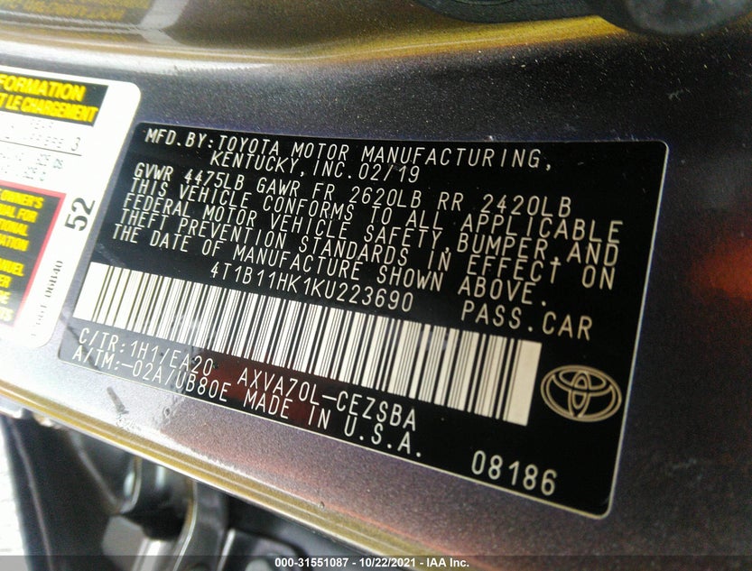 4T1B11HK1KU223690