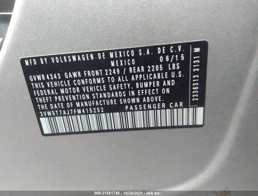3VW5T7AJ7FM415252