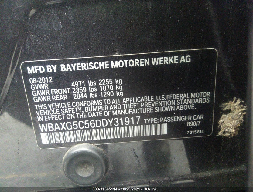 WBAXG5C56DDY31917
