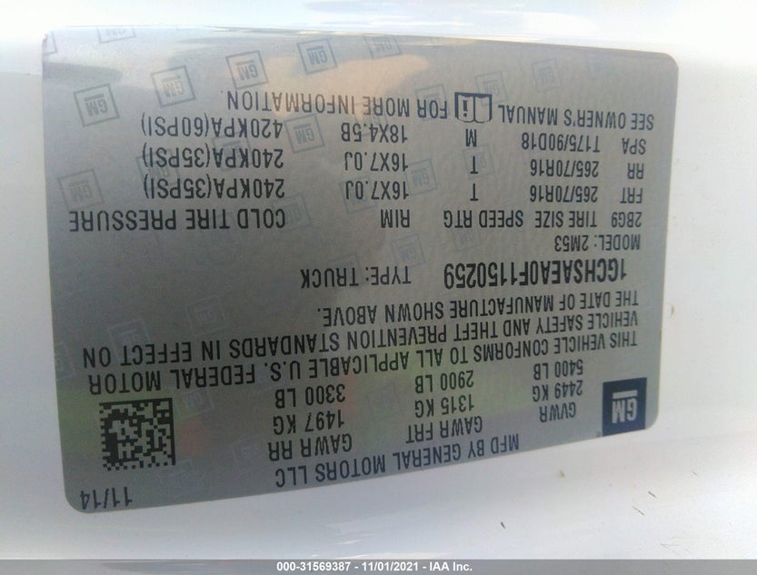 1GCHSAEA0F1150259