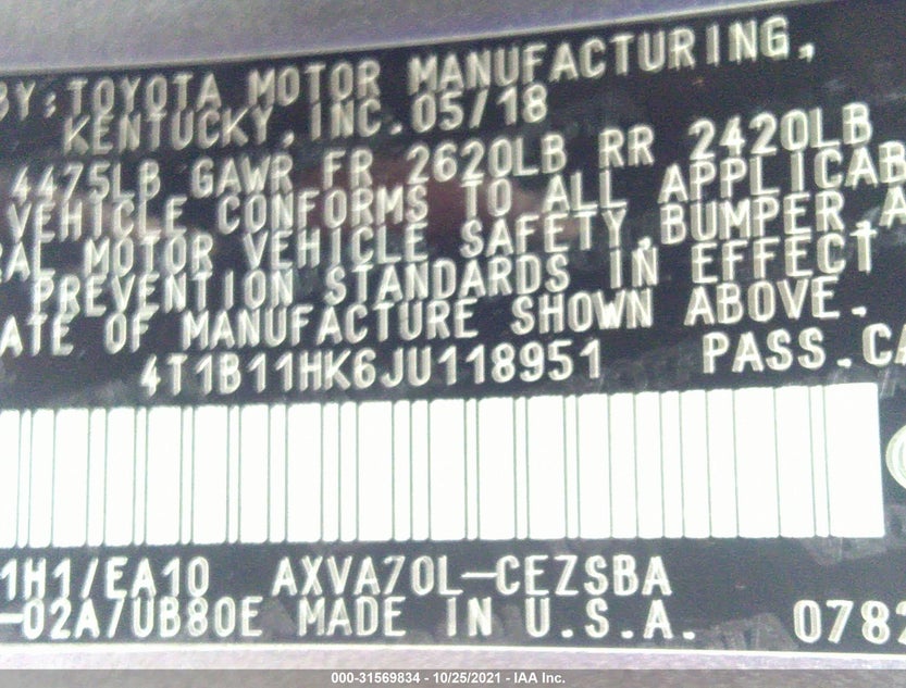 4T1B11HK6JU118951