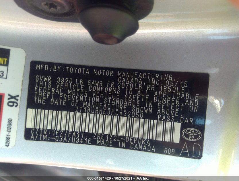 2T1BURHE3FC432050