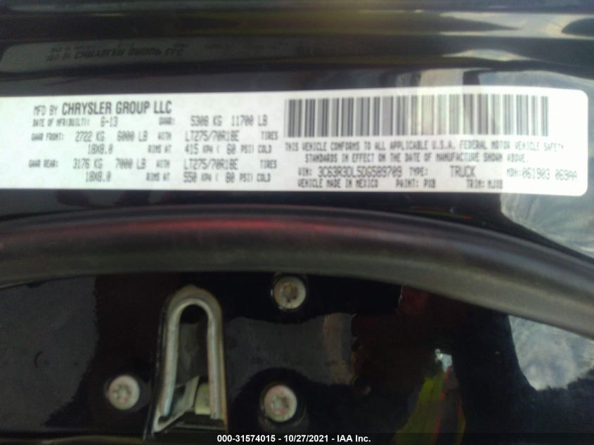 2013 Ram 3500 Slt VIN: 3C63R3DL5DG589709 Lot: 31574015