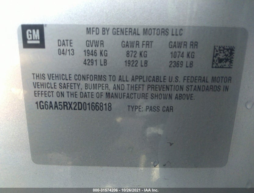 1G6AA5RX2D0166818