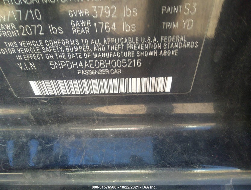 5NPDH4AE0BH005216