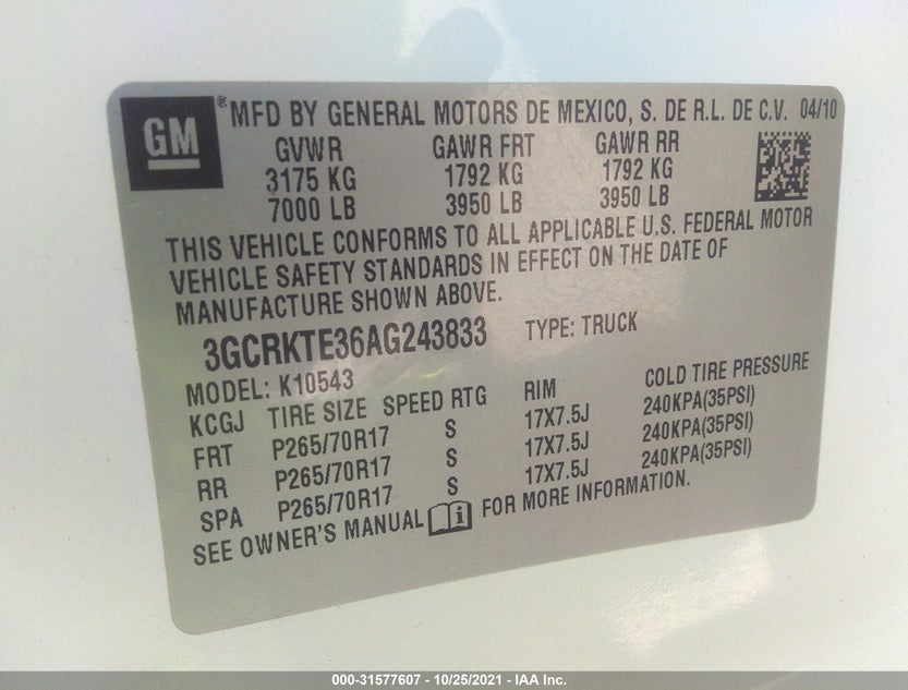 3GCRKTE36AG243833