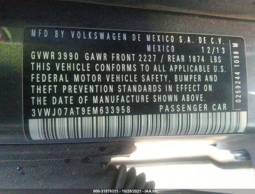 3VWJ07AT9EM633958