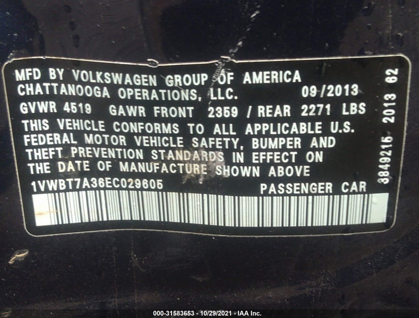 1VWBT7A36EC029605