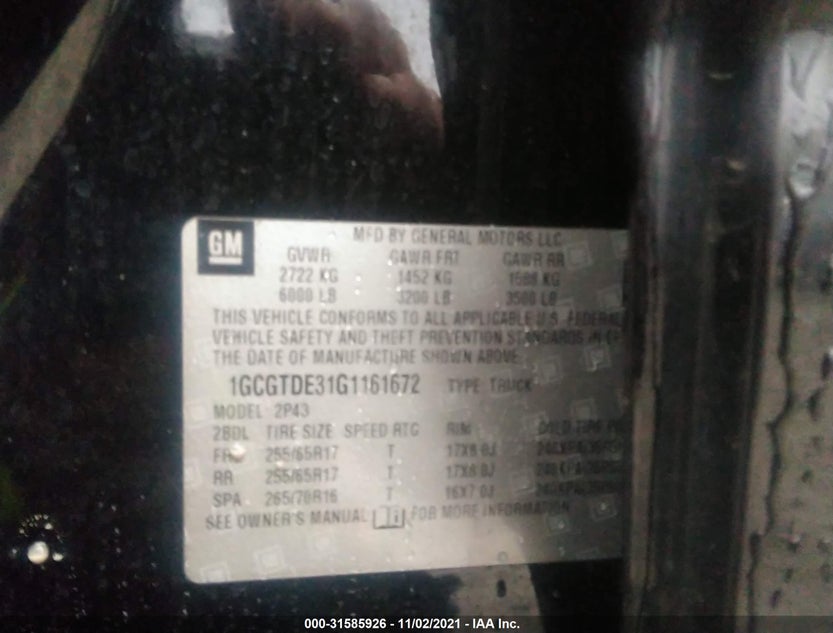 1GCGTDE31G1161672