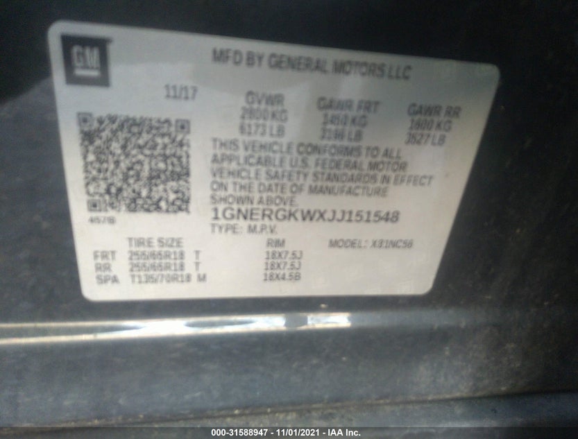 1GNERGKWXJJ151548