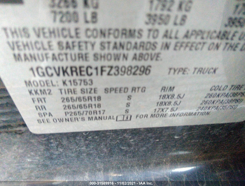 1GCVKREC1FZ398296