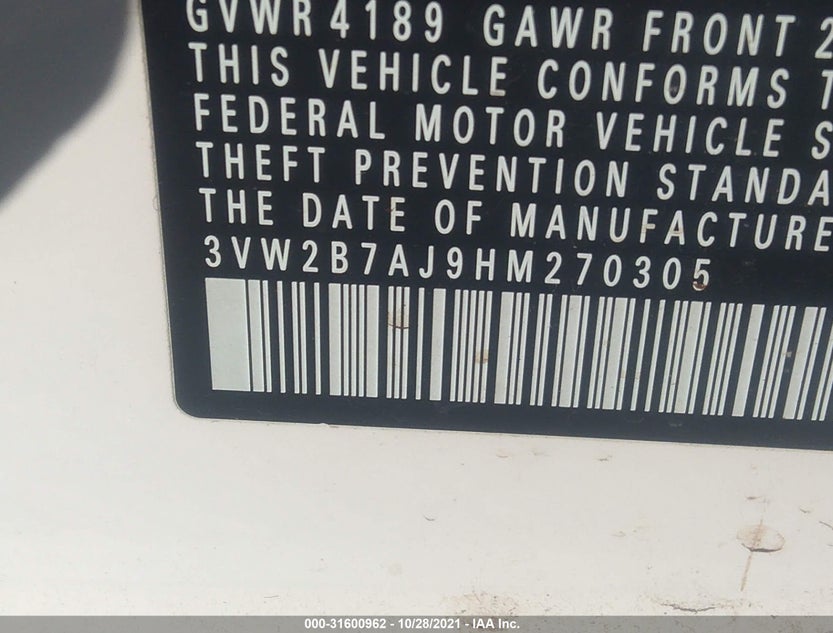 3VW2B7AJ9HM270305