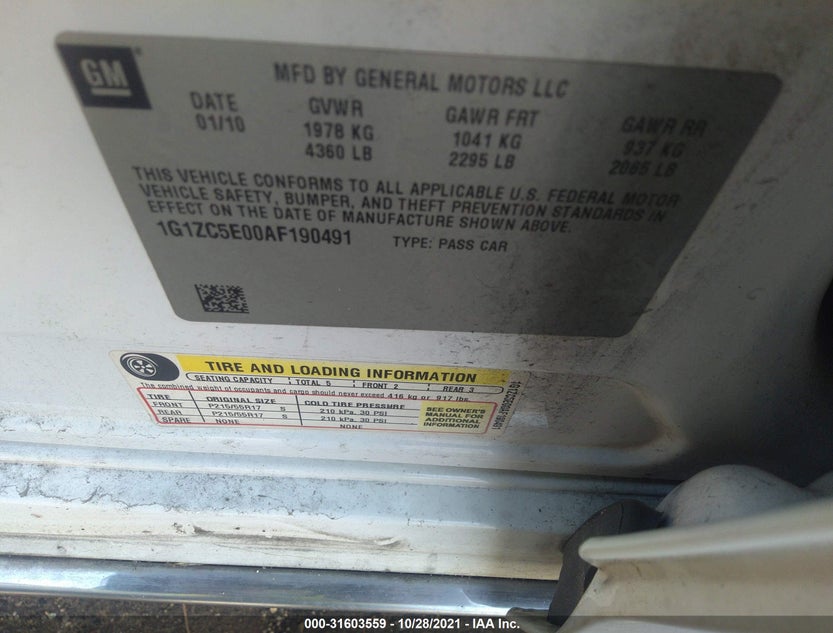 1G1ZC5E00AF190491