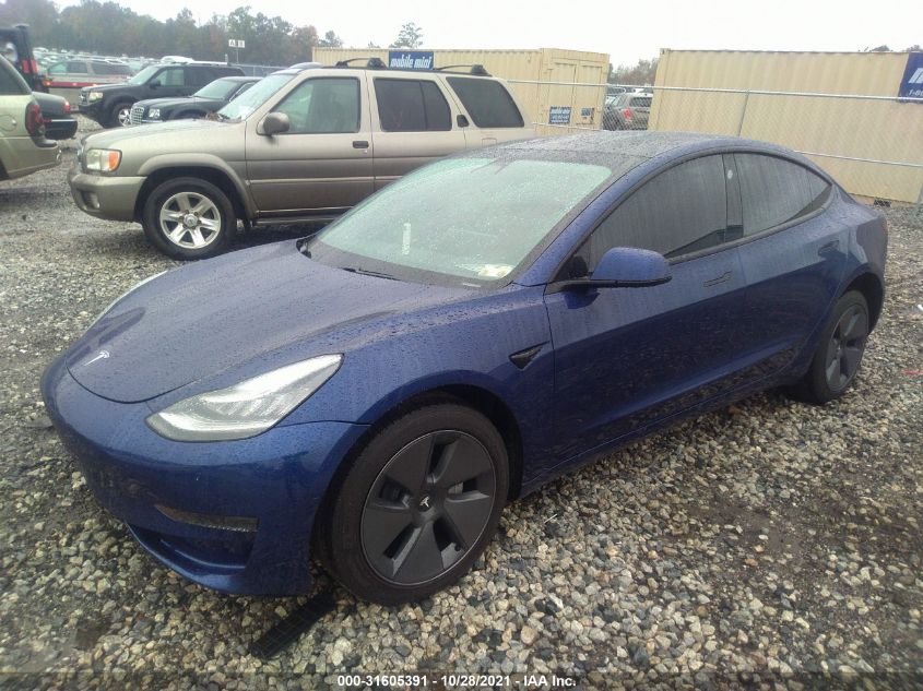 2021 Tesla Model 3 Standard Range Plus Rear-Wheel Drive VIN: 5YJ3E1EA4MF859458 Lot: 31605391