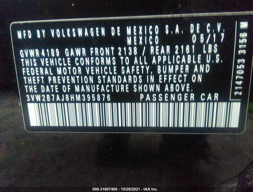 3VW2B7AJ8HM395876