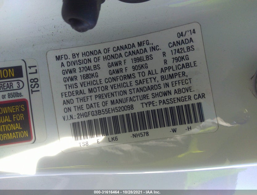 2HGFG3B55EH520098