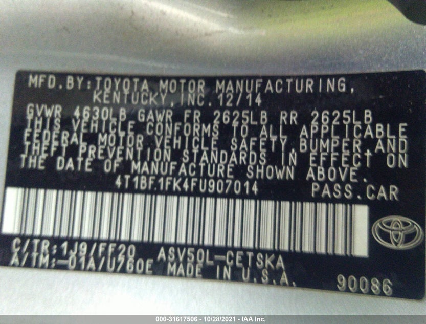 4T1BF1FK4FU907014