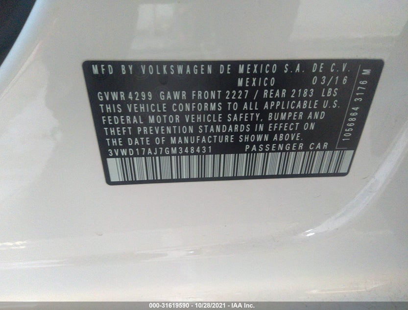 3VWD17AJ7GM348431