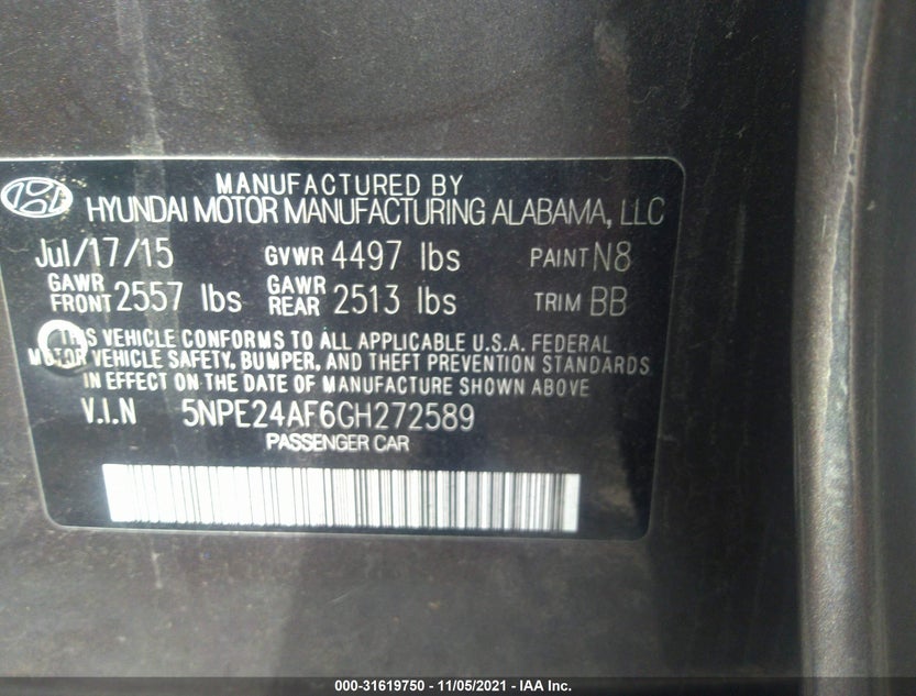5NPE24AF6GH272589