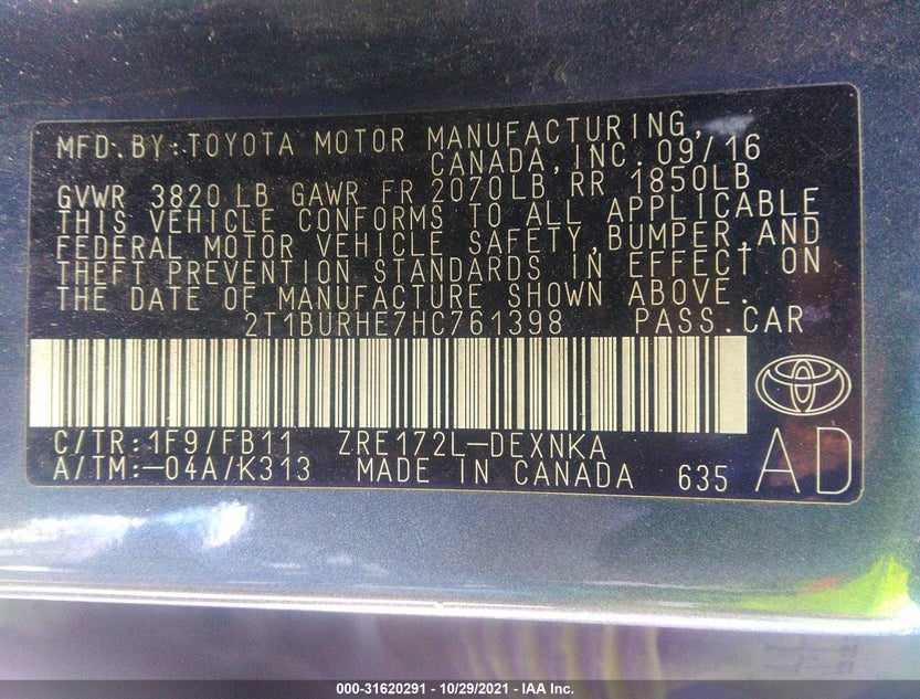 2T1BURHE7HC761398