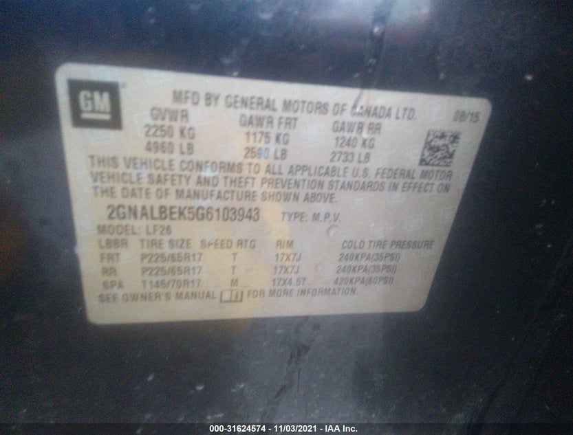 2GNALBEK5G6103943