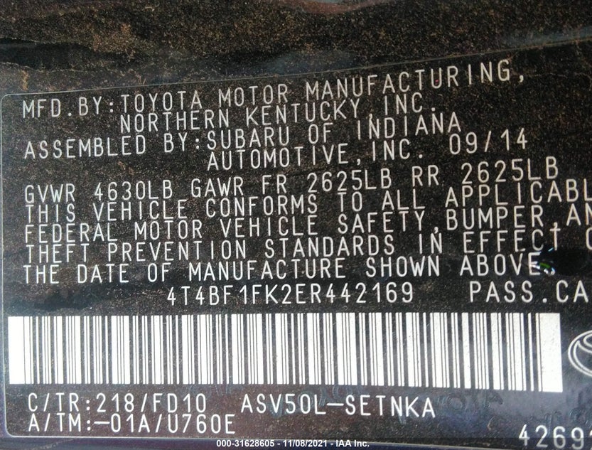 4T4BF1FK2ER442169