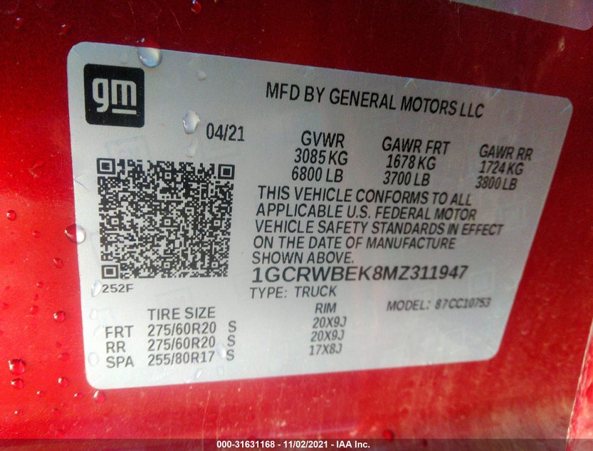 1GCRWBEK8MZ311947